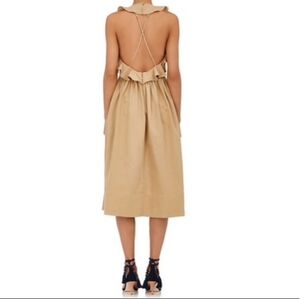 Ulla Johnson Linen Blend Cecily Ruffled Midi Dress In Khaki Size 0